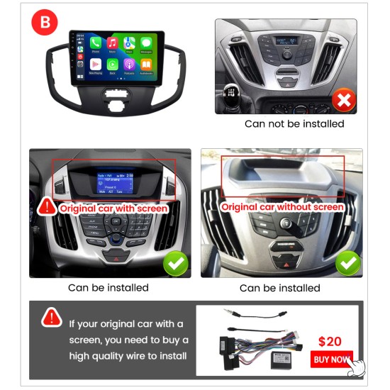 Ford Transit 2012-2021 Android Head Unit free Apple Car Play