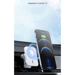 adj-987 15W Magsafe Magnetic Car Air Outlet Wireless Charger with LED Indicator(Black)
