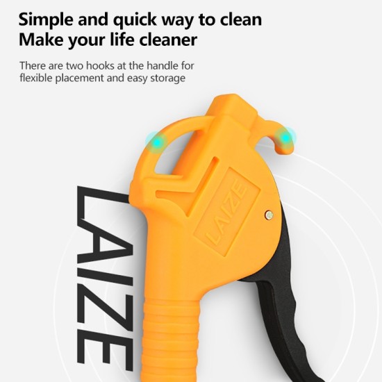  LAIZE Plastic AR-TS Blowing Handheld Compressor Air Blowing Dust Cleaning Gun Long Nozzle(Yellow)