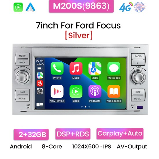Ford Focus 2 Mondeo S C Max Kuga Fiesta Fusion Android Head Unit with free wireless Apple Car Play