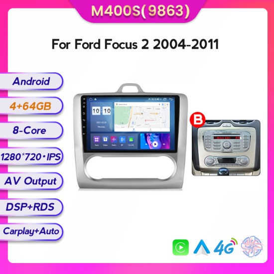 Ford Focus 2 Mk2 2004 - 2011 Android Head Unit with free wireless Apple Car Play