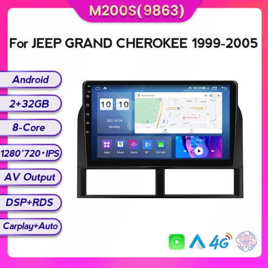 Jeep Grand Cherokee II WJ 1998-2004 Android Head Unit with free wireless Apple Car Play