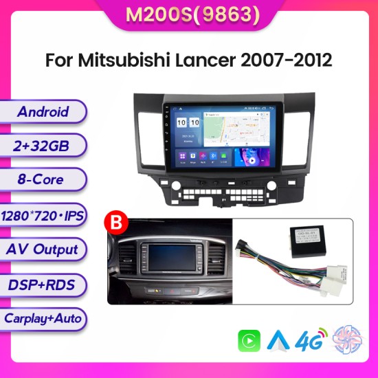 Mitsubishi Lancer 2007 - 2012 Android Head Unit with free wireless Apple Car Play