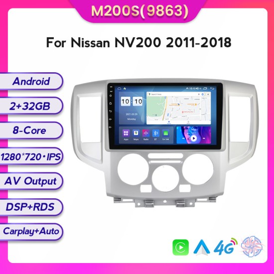 Nissan NV200 2011 - 2018 Android Head Unit with free wireless Apple Car Play