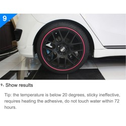 Universal Decorative Scratchproof Stickup 8M Flexible Car Wheel Hub TRIM Mouldings Decoration Strip(Red)