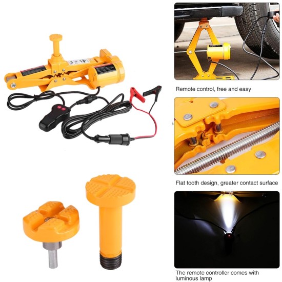 12V DC Automotive Electric Jack with Impact Wrench Car Lift Jack Tool Set(Yellow)
