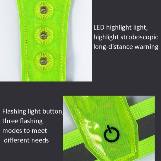LED Reflective Vest High Stretch Outdoor Reflective Vest Traffic Safety Reflective Clothing(Yellow)