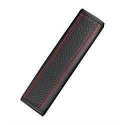 Fiber Leather Embossed Car Seat Belt Shoulder Cover Protector 6.5X23cm(Wine Red)