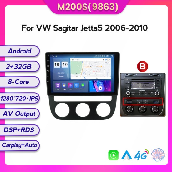 VW Jetta 5 2005 - 2010 Android Head Unit with free wireless Apple Car Play