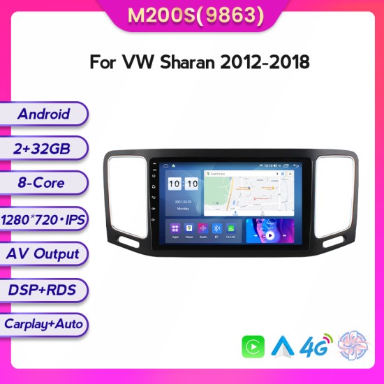 VW Volkswagen Sharan 2012 - 2018 Android Head Unit with free wireless Apple Car Play