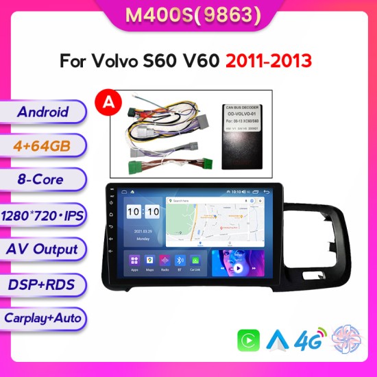  Volvo S60, V60 2011 - 2020 Android Head Unit Free Apple Car Play
