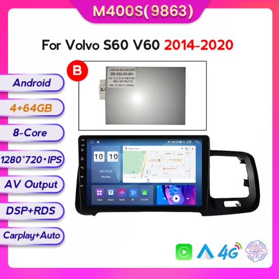  Volvo S60, V60 2011 - 2020 Android Head Unit Free Apple Car Play